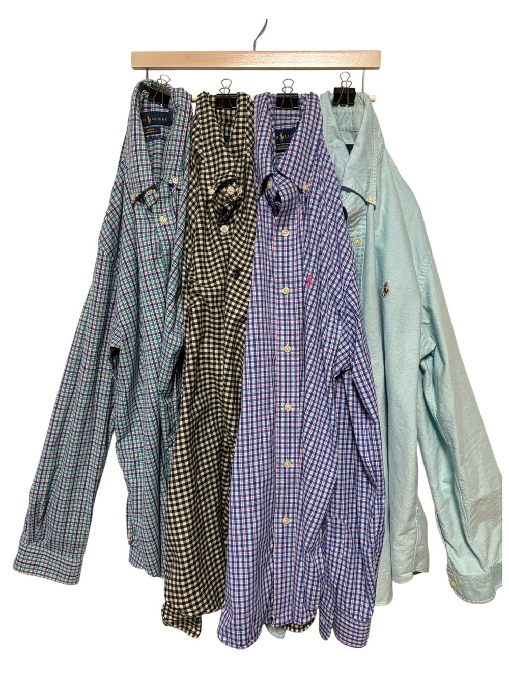 RALPH LAUREN Bundle (4) Assorted Button‑Down Shirts - Blue, Black, Mint